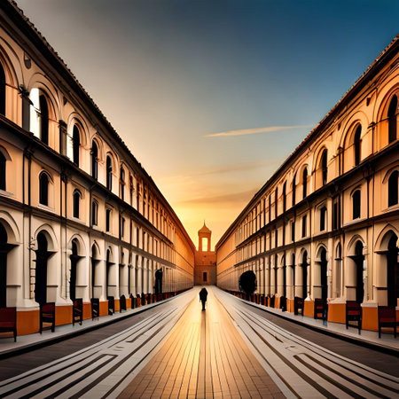 Pisa, Tuscany, Italy. The Piazza del Duomo at sunset.の素材