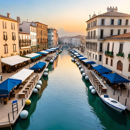 Venice, Italy. Grand Canal at sunrise. Venice is a popular tourist destination in Italy.の素材