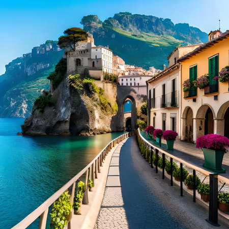 Beautiful view of Amalfi Coast, Italy. Amalfi is one of the most beautiful cities in Italy.の素材