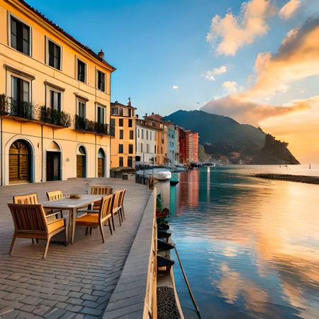 Cinque Terre, Liguria, Italy. Picturesque old town at sunset.の素材