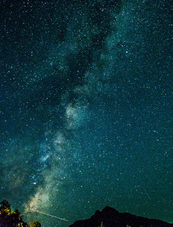 Milky Way Galaxy and stars in the night sky. Long exposure photograph.の写真素材