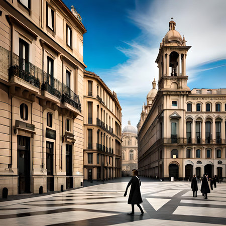 Street view of downtown Lisbon, Portugal.の素材