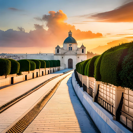 Beautiful view of the church of Santa Maria della Salute at sunsetの素材