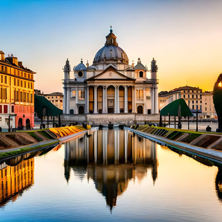 St. Peter's Basilica in Vatican City at sunset, Rome, Italyの素材