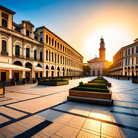 Venice, Italy. Famous Piazza San Marco square at sunset.の素材