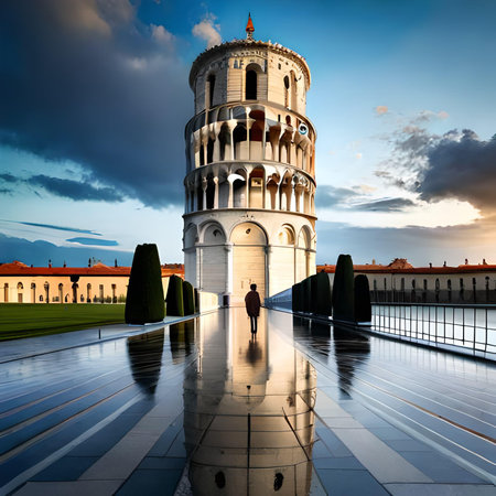 Pisa, Tuscany, Italy. The Leaning Tower of Pisa.の素材