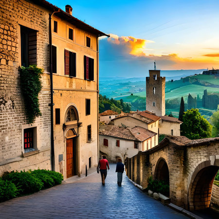 Old town of San Gimignano, Tuscany, Italy.の素材
