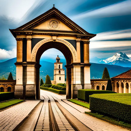 Famous Arc de Triomphe in Montreux, Switzerlandの素材