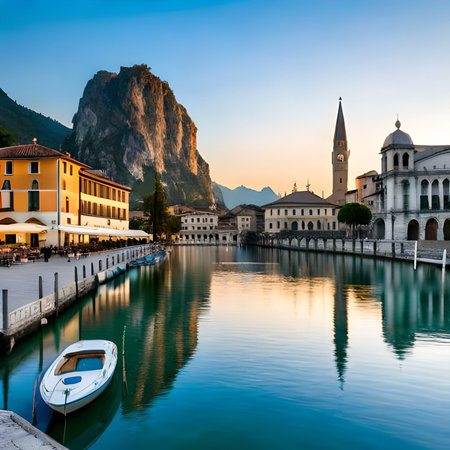 Panoramic view of the town of Como in Italy.の素材