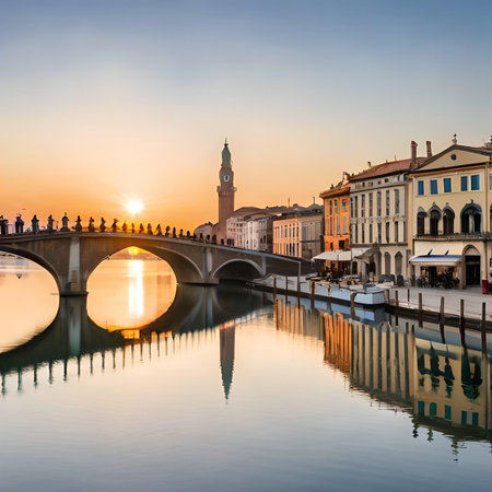 Sunset view of Ponte Vecchio in Verona, Italyの素材