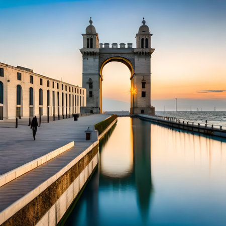 Pier in San Marco at sunrise, Venice, ITALYの素材