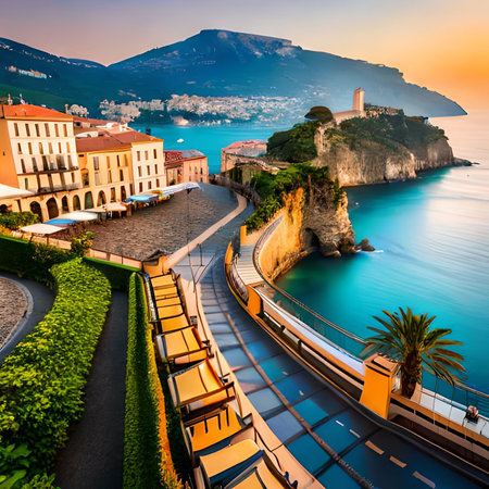 Amalfi coast in Italy. Amalfi is one of the most beautiful cities in Italy.の素材