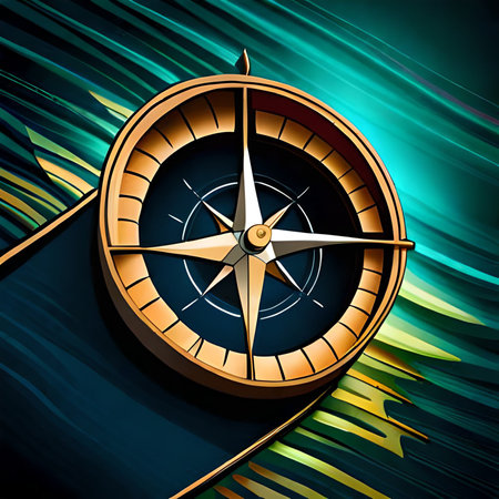 Compass on abstract background. Eps 10 vector file. Global colors.の素材