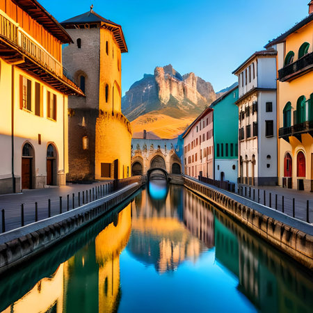 Beautiful view of the main channel of the city of Belluno, Veneto, Italy.の素材