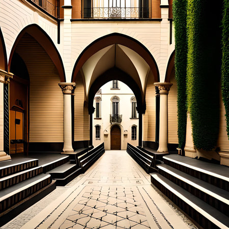 Courtyard of the Church of St. Francis of Assisi in Rome, Italyの素材