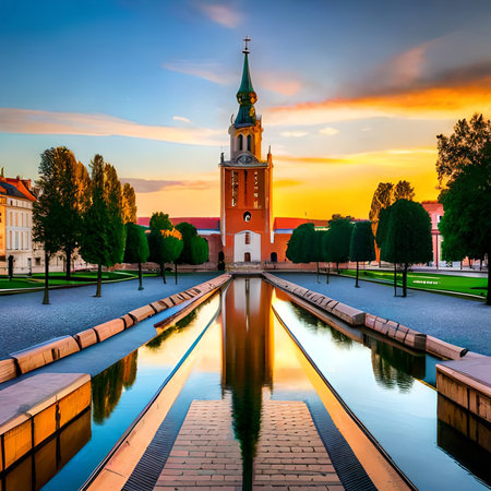 St. Mary's Church in Vilnius, Lithuania at sunset.の素材