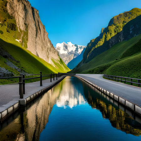 Mountain road in the Alps. Switzerland. Europe. Beauty world.の素材