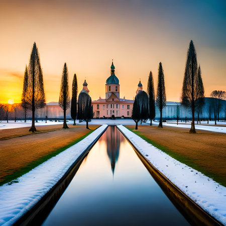 Sunset at the Monastery of St. John the Baptist in Vilnius, Lithuaniaの素材
