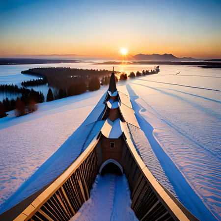 Sunset on the Church of St. John of Nepomukの素材