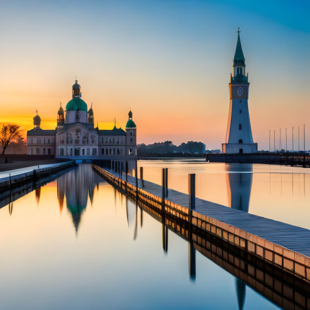 Sunset view of the Church of Our Lady of Kazan in Tula, Russia.の素材