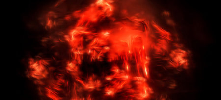Red fire flames on a black background. 3d render illustration.の写真素材
