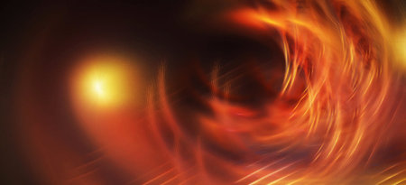 abstract fire background with blurred rays and bokeh effect.の写真素材