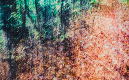 Abstract blurred background of trees in the forest. Defocused background.の写真素材