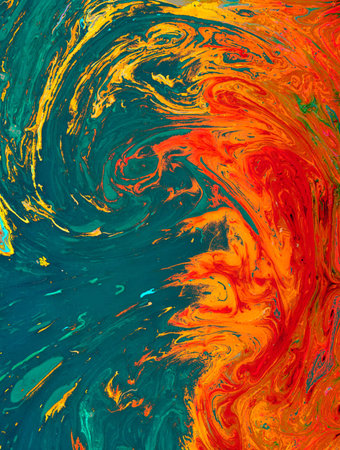 Traditional Ottoman Turkish abstract marbling art patterns as background (close-up shot)