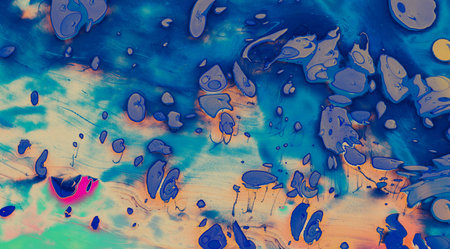 Traditional Ottoman Turkish abstract marbling art patterns as background (close-up shot)