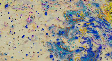 Traditional Ottoman Turkish abstract marbling art patterns as background (close-up shot)