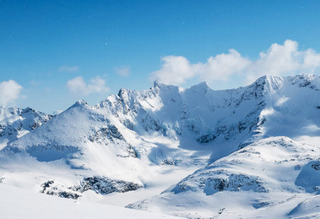 Snowy mountains in the French Alps. Ski resort Gudauri.の写真素材