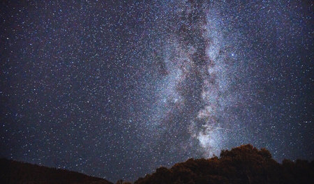 Milky way and stars in the sky. Long exposure photograph.の写真素材