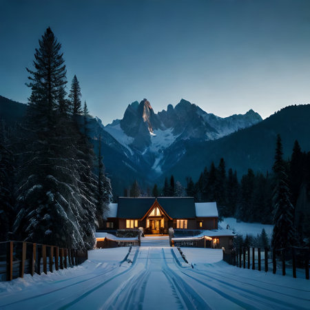 Beautiful winter landscape in Dolomites mountains, Italy, Europeの素材