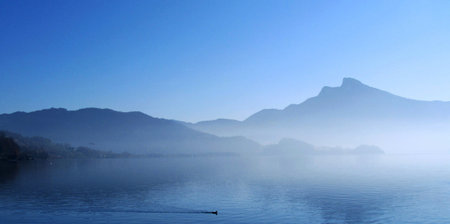 Landscape view of Lake Lucerne in the morning, Switzerlandの写真素材