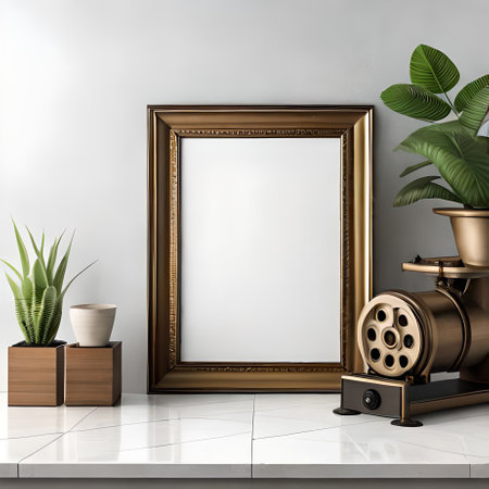 Mock up poster frame in modern interior background, 3D renderの素材