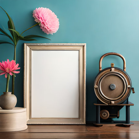 Mock up blank frame in modern interior background, 3d renderの素材