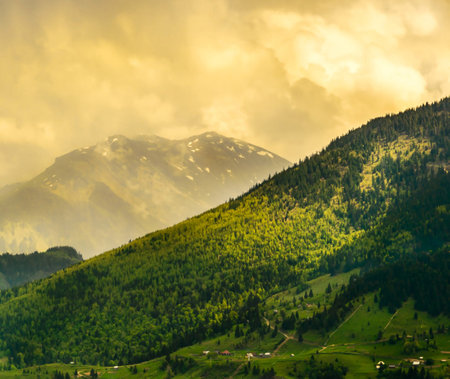 Landscape with mountains and clouds in the Alps, Austria, Europe