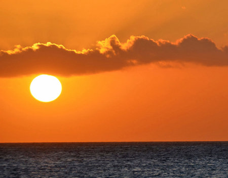 Sunset over the Atlantic Ocean in Tenerife Canary Islands Spainの写真素材