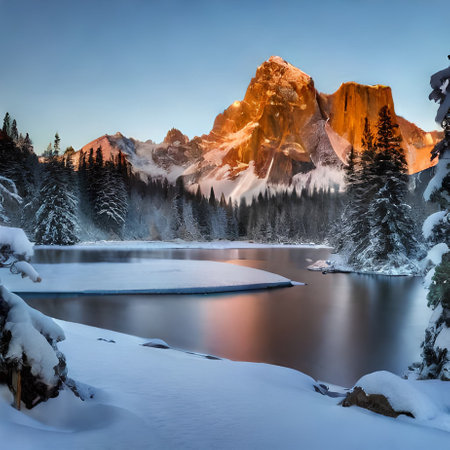 Beautiful winter landscape of Lake Misurina in Dolomites, Italyの素材