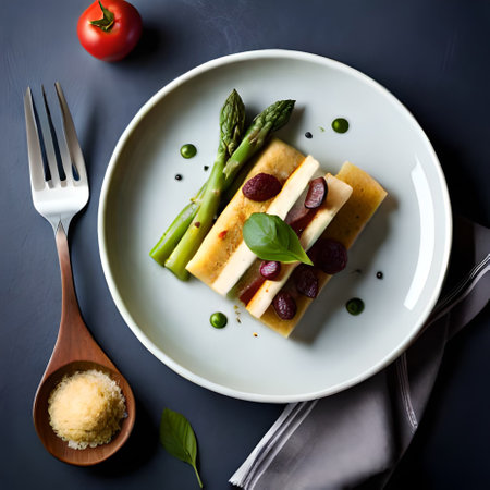 Asparagus crepes with sausages and parmesan cheeseの素材