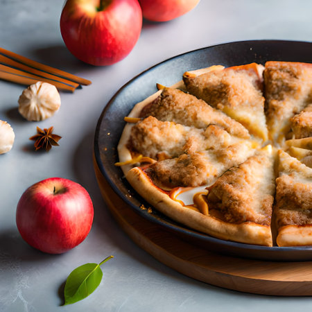 Homemade apple galette with cinnamon and anise. Square imageの素材