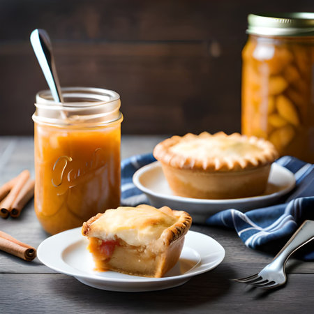 Homemade apple pie on a wooden background. Selective focus.の素材