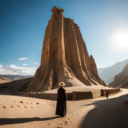 Tourist in the Valley of the Moon in Tien Shan mountains, Kyrgyzstanの素材