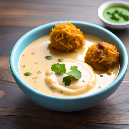 Bowl of homemade croquettes with creamy sauce and parsleyの素材