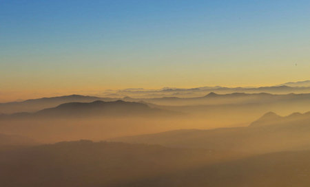 Mountain landscape in the early morning at Doi Inthanon National Park, Thailand