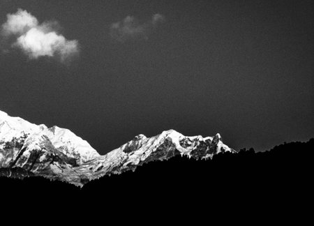 Snow capped mountains in Himalayas, Annapurna Circuit, Nepal