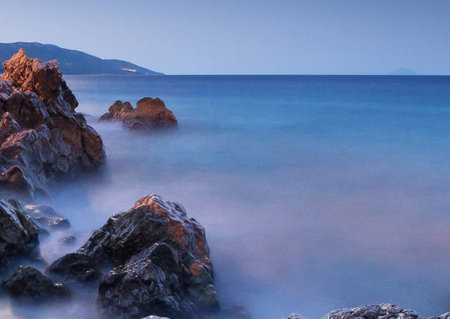 Beautiful seascape in the evening. Crimea, Ukraine.の写真素材