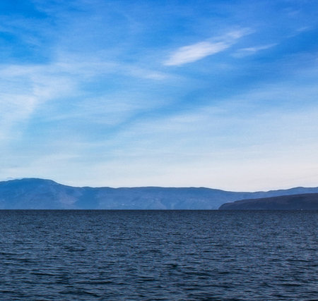 Lake Baikal in the winter, view from the boat.