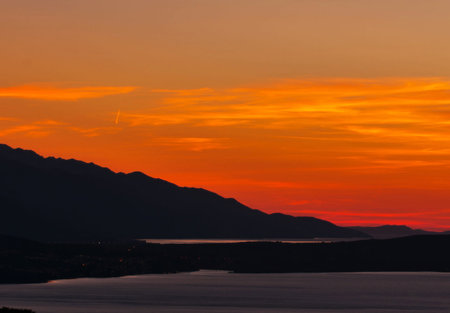 Sunset over Lake Garda in northern Italy, Lombardy.