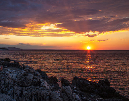 Beautiful sunset over the sea. Crimea, Ukraine, Europe.の写真素材